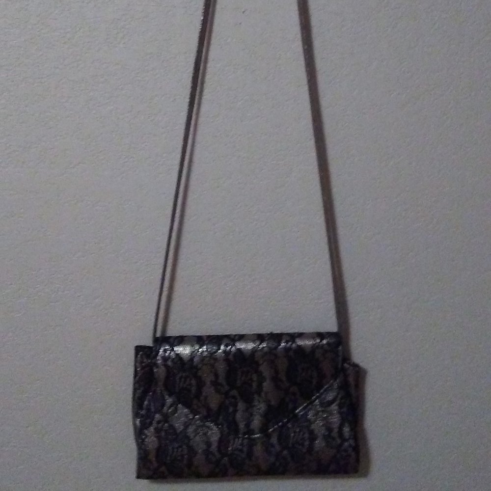 Neiman Marcus Black Lace Clutch/Shoulder Bag